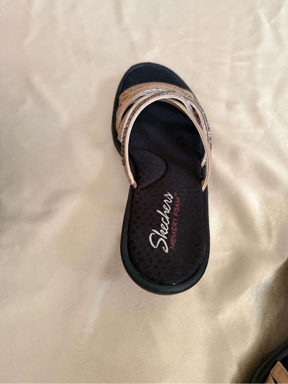 Skechers Cali Rumbler Wave - New Lassie Wedge Sandals, Rose Gold, Size 8 - Picture 7 of 11